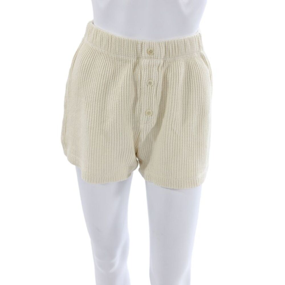 Reformation Womens Sweat Shorts Ivory Cotton Button Size XS